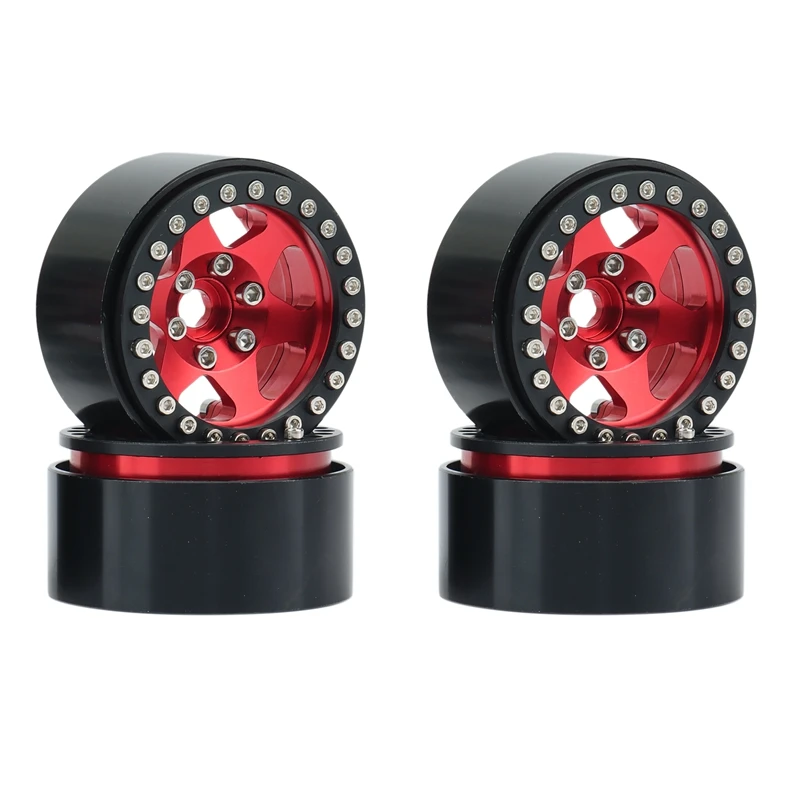 

4PCS Metal 6 Spokes 1.9 Beadlock Wheel Hub Rim for 1/10 RC Crawler Axial SCX10 90046 AXI03007 Traxxas TRX4 RC4WD D90,