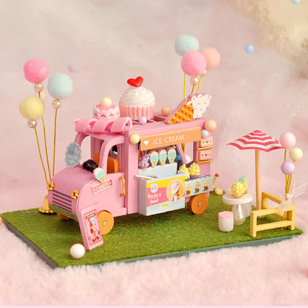 

Кукольный дом DIY модель автомобиля Кукольный дом деревянный дом Миниатюрный набор мебели светодиодная игрушка для детей Рождество День рож...