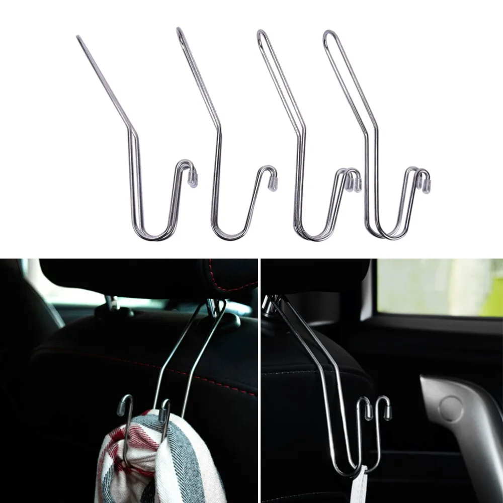 

4PCS Multi-functional Metal Auto Car Seat Headrest Hanger Bag Hook Holder for Bag Purse Cloth Grocery Storage Auto Fastener Clip