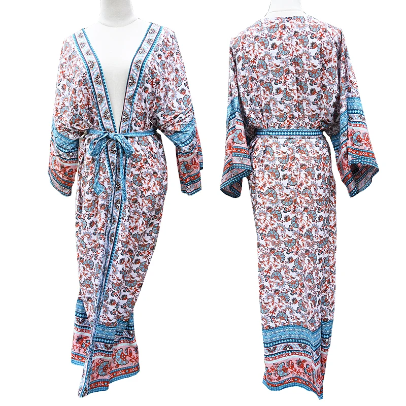 Plus size Print Beach Style Cotton Dress Cardigan Long Wear Rode Plage Bohemian Sexy Summer Women Bikini Wrap Sarong | Женская одежда