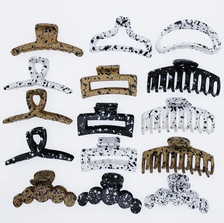 

New Women Elegant Print Splash Ink Spot Geometric Hair Claws Hairpins Sweet Hair Holder Clips Headband Fashion Hair Accessories