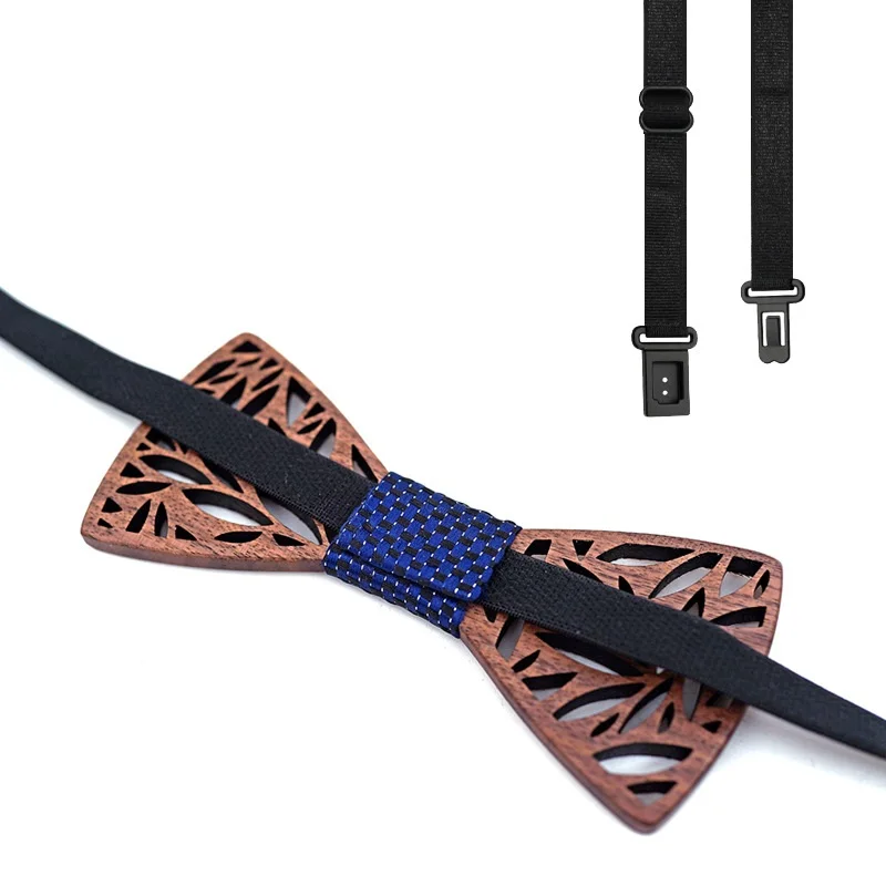 Мужской деревянный галстук-бабочка ручной работы с подходящим карманом и комплектом мужских запонок от AliExpress WW