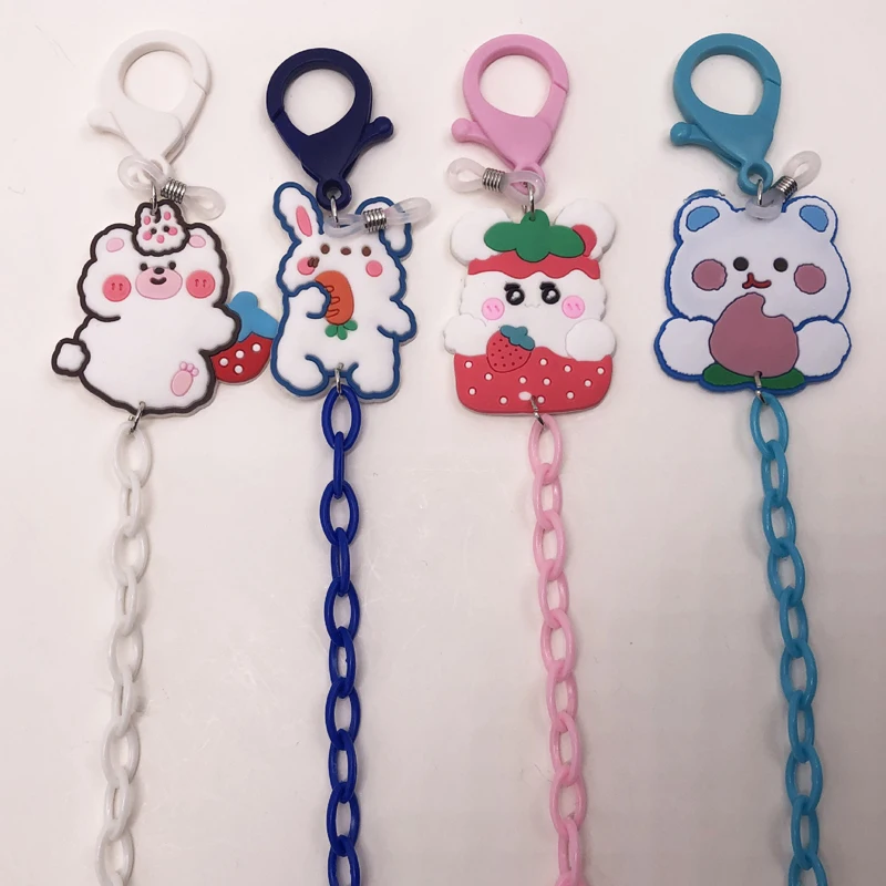 

Cartoon Fashion Acrylic Hang Mask Chains With Rabbit Children Cord Lanyard Student Masks Holder Rope Strap Necklace Girls Boy