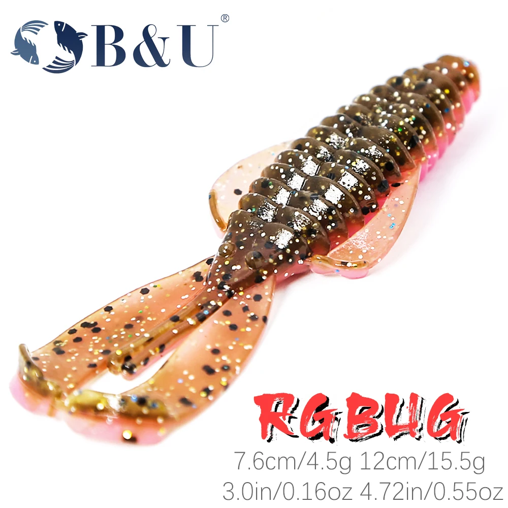 

B & U RGBUG, мягкие приманки для 76 мм 120 дергающаяся приманка Силиконовые Мягкие Worm приманки рыболовные снасти креветка, австралийский окунь иск...