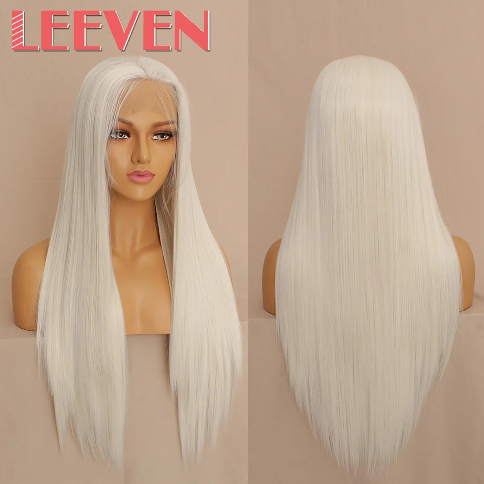 Leeven, 14 дюймов, короткий Боб, кружевные передние парики, розовый, 613 блонд, черные парики, синтетические, шелковистые, прямые волосы, парик для женщин