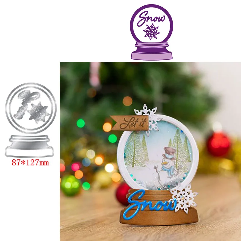 

Beautiful Crystal Ball Snowflake Snow Word Metal Cutting Dies Scrapbooking Shaker Paper DIY Cards Crafts Embossing Die Cuts 2019