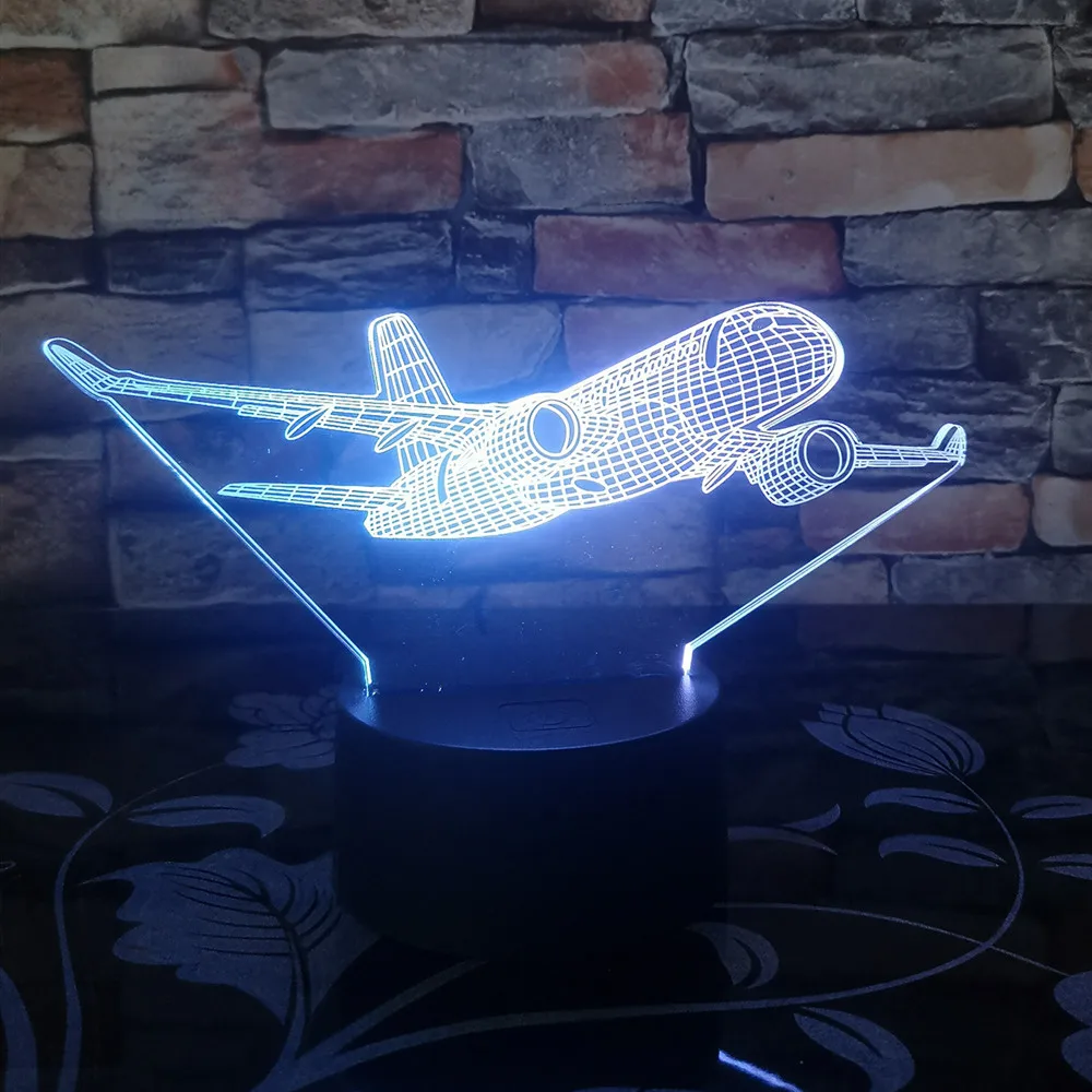 Boeing военный самолет-летательный аппарат 3D ночные светильники Настольная лампа многоцветная Военная струйная самолет с USB силовым декором подарок