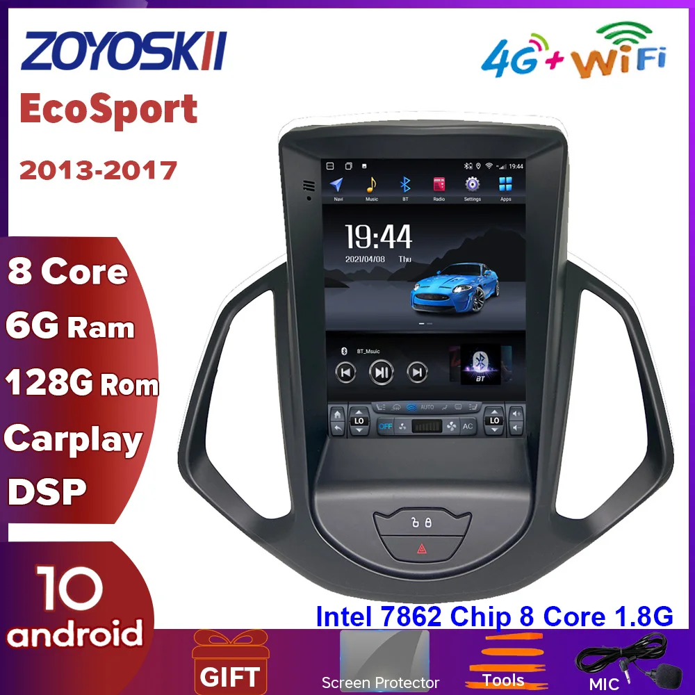 ZOYOSKII Android 10 4 &quotIPS вертикальный экран Тесла стиль для Ford EcoSport 2013 2017 Автомобильный