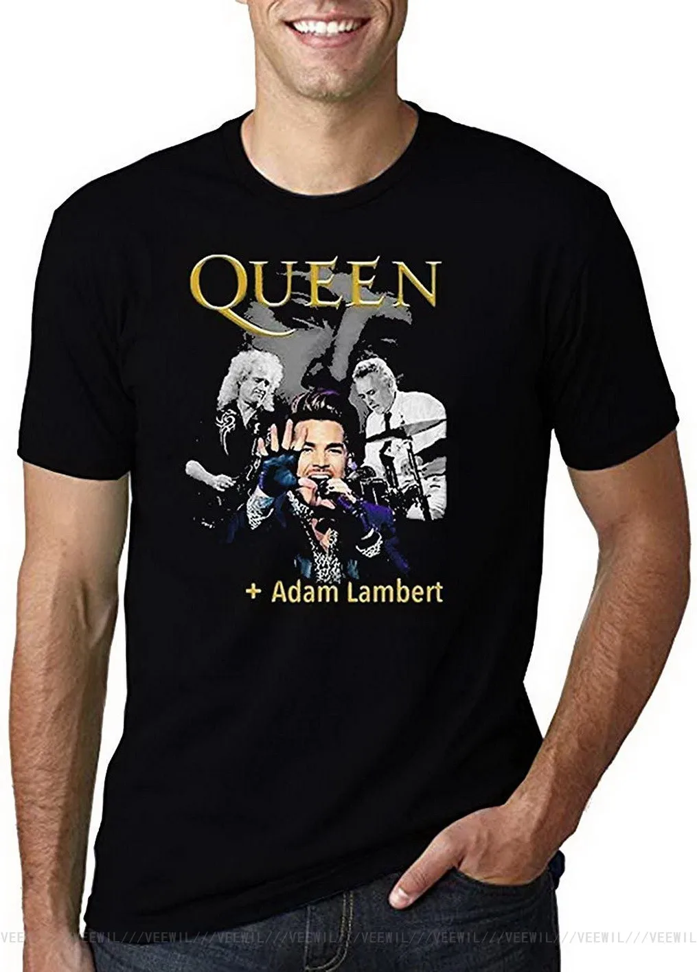 Футболка Queen And Adam Lambert Rhapsody концертный тур 2019 Мужская Женская Черная свободная