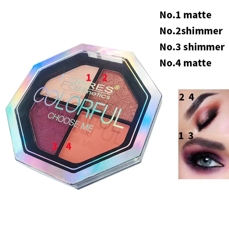 4 цвета натуральные матовые блестящие перламутровые тени для век четыре