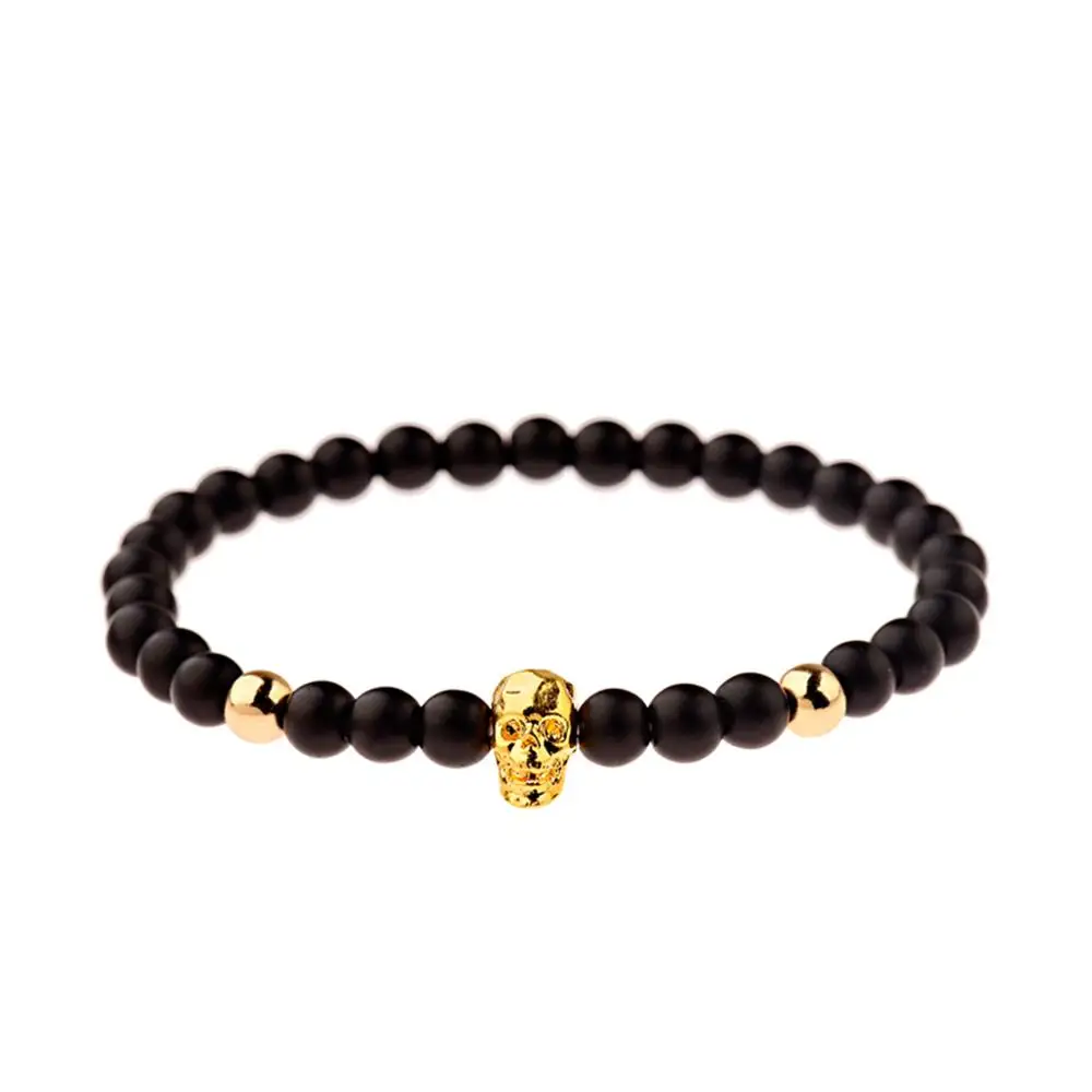 CARTER LISA Charm панк мужские золотые эластичные браслеты с черепами набор