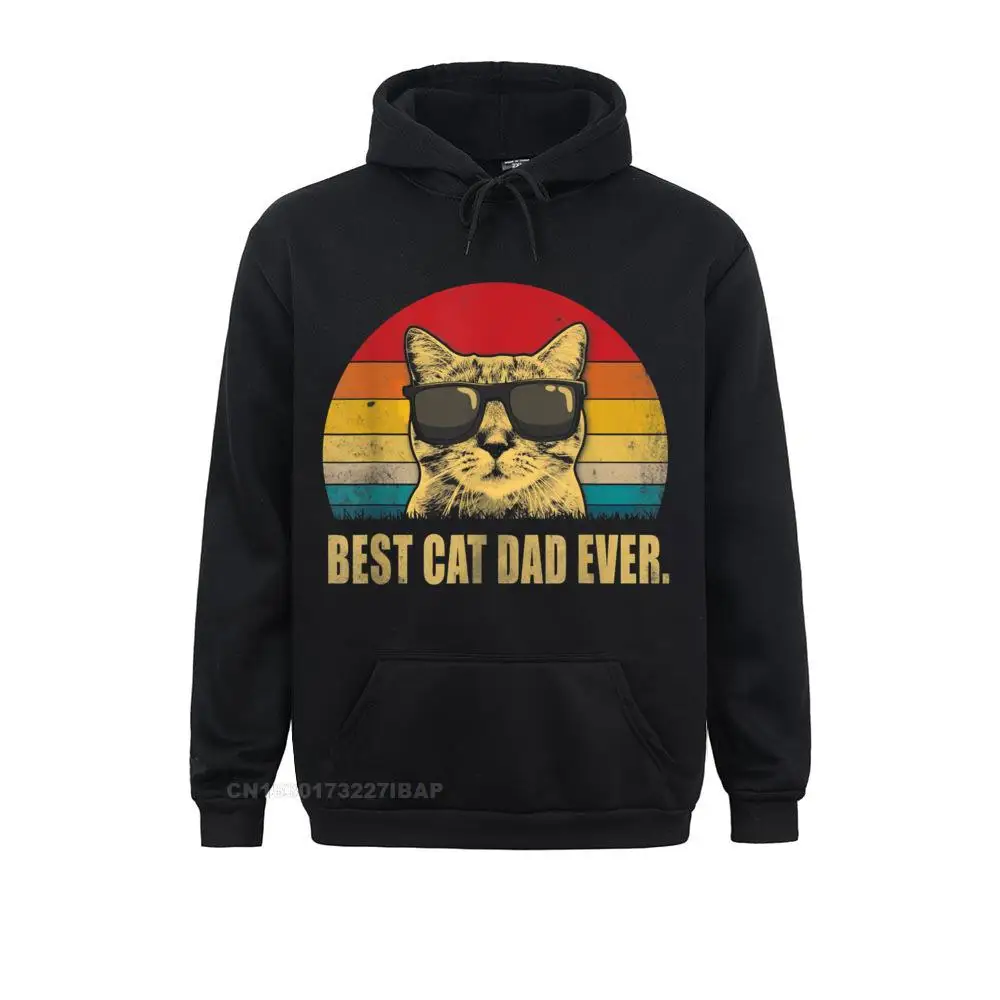 Пуловер мужской с капюшоном винтажный простой свитшот принтом кошки папы мамы