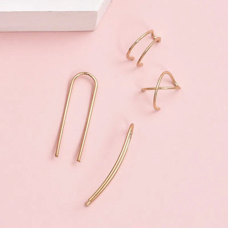 

Simple Creative Geometry Clip Earrings Jewelry Accessories 2021