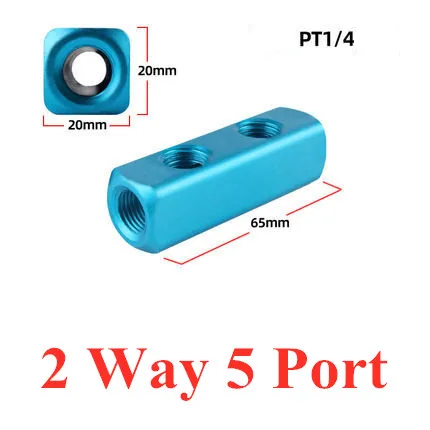 2 Way 5 Port 1/" PT резьбовой порт 2 3 4 5 6 7 8 9 способ Пневматический быстрый соединитель воздушный шланг алюминиевый коллектор блок сплиттер дистрибьютор - Цвет: 2 Way 5 Port