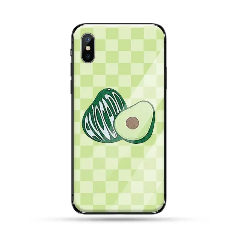 

cute cartoon Avocado Phone Case Tempered glass For iphone 6 6S 7 8 plus X XS XR 11 12 mini PRO MAX