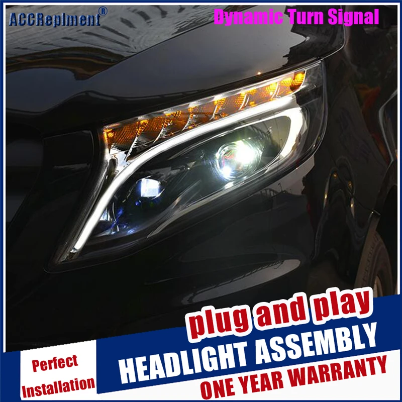 Светодиодный налобный фонарь для Benz Вито головной светильник 2016-2019 Metris drl H7