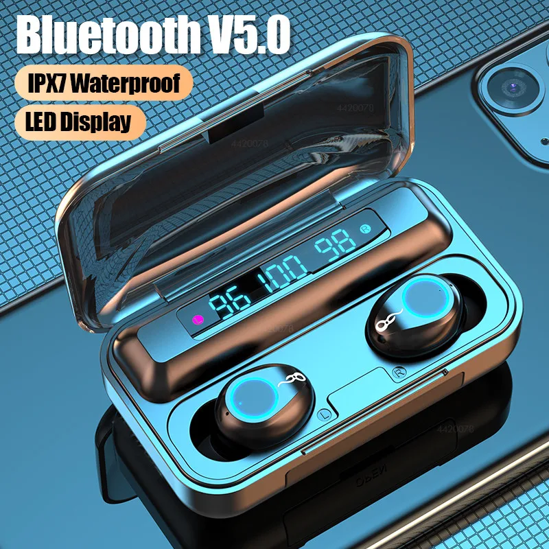 Беспроводной наушники вкладыши TWS Bluetooth 5 0 2200 мАч зарядным устройством 9D Hi Fi