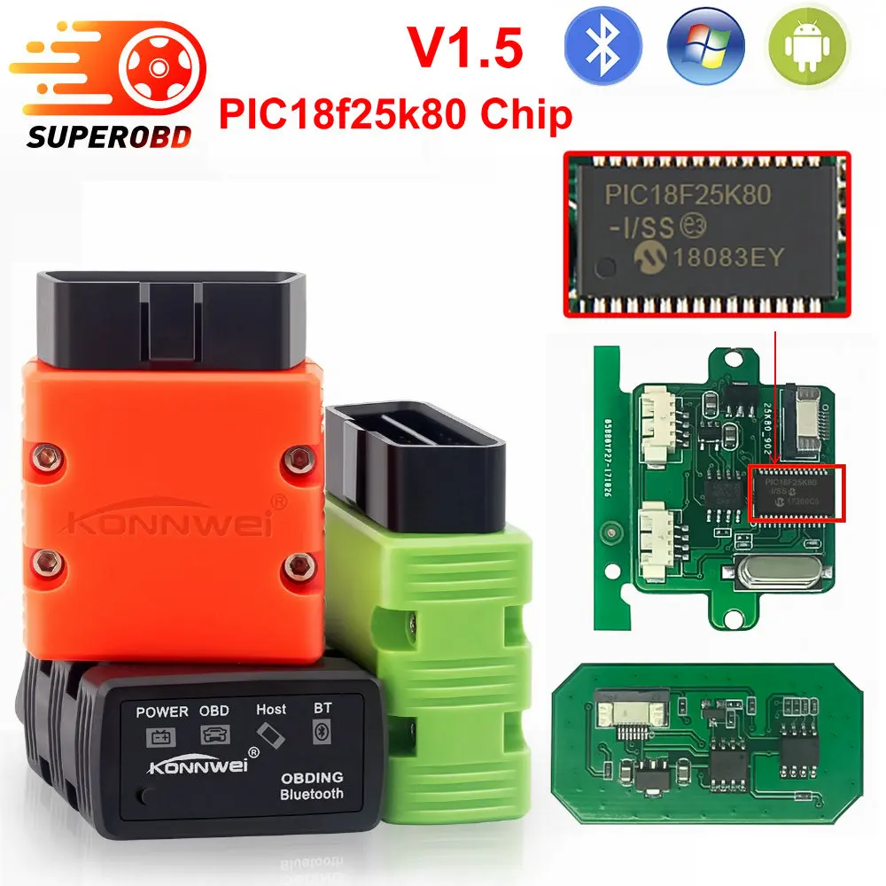 KONNWEI OBD2 сканер KW902 ELM327 V1.5 Bluetooth Автосканер PIC18f25k80 MINI ELM 327 OBDII KW902 считыватель кодов для Android телефона