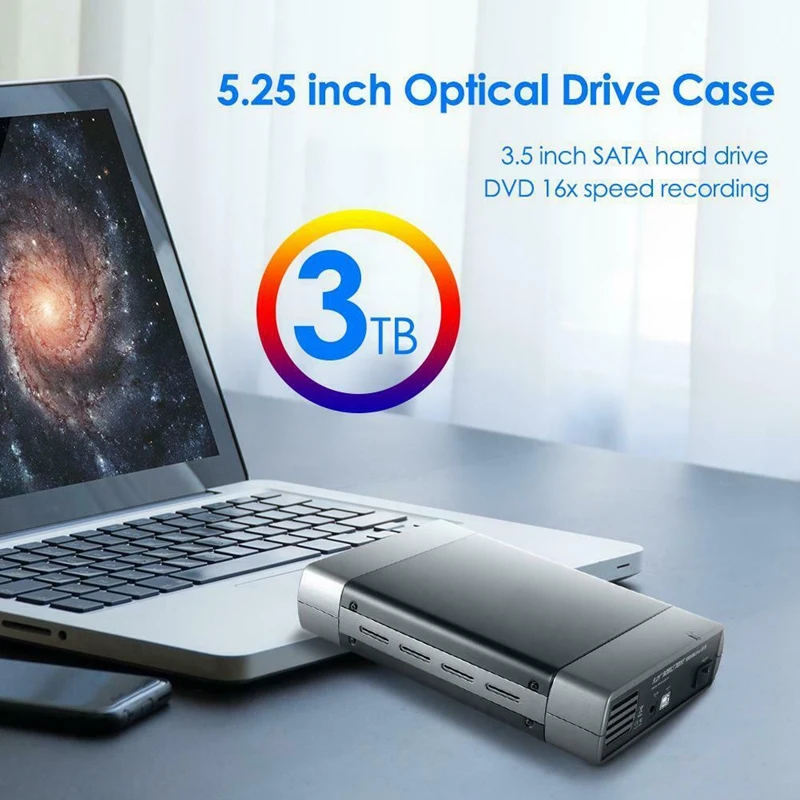 5 25 дюймов Чехол для оптического привода 3 SATA USB2.0 Внешний HDD CD DVD внешний корпус
