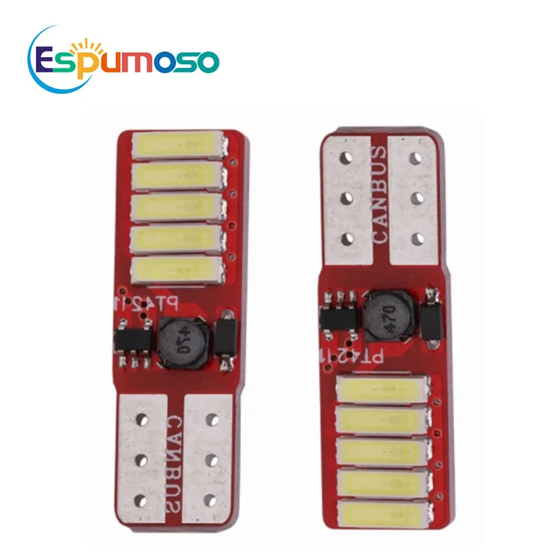 

2PCS W5W T10 7020 10LED Car Led Car Wedge Parking Light Turn Side Bulbs Instrument Lamp Auto License Plate Light 6000k White