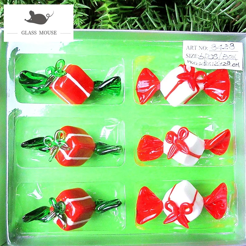 6 шт. фигурки винтажное украшение подарки поделки красочное муранское стекло