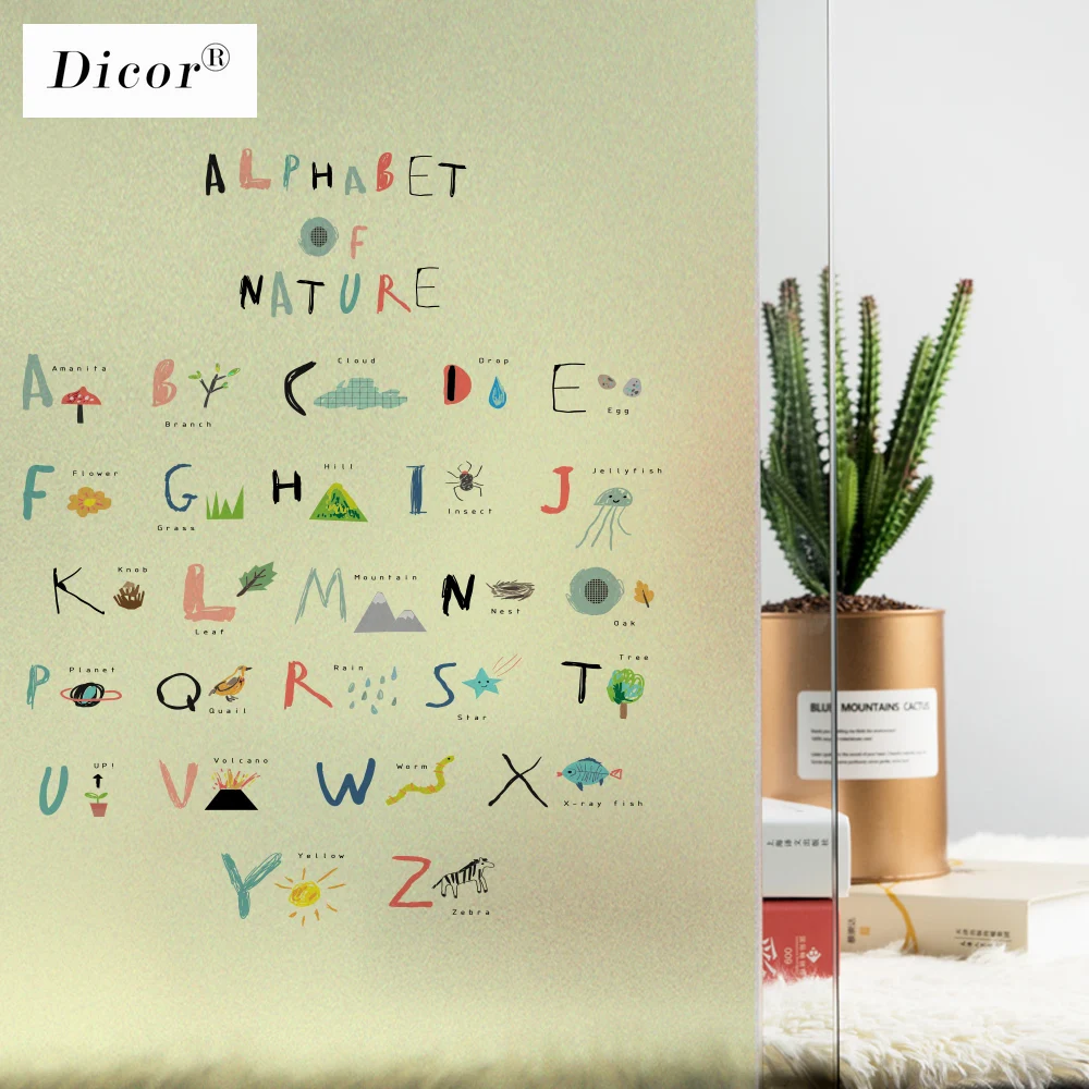 DICOR брендовые цветные витражные декоративные наклейки с мультяшными буквами ABC