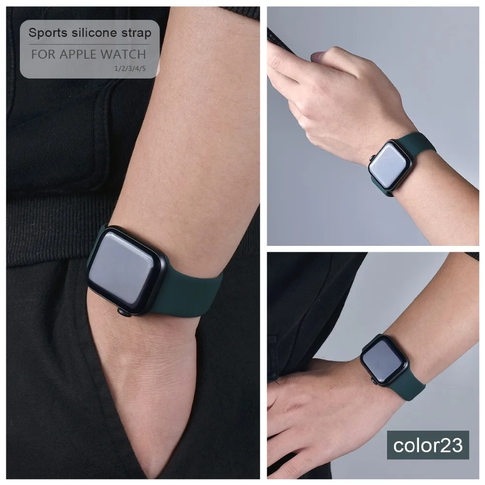 Мягкий силиконовый спортивный ремешок для Apple Watch 5 4 3 2 1 38 мм 42 мм, резиновый ремешок для часов Iwatch series 5 4 40 мм 44 мм