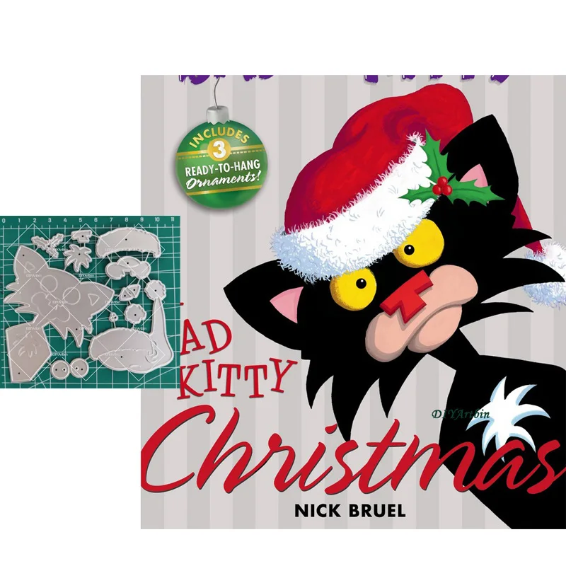 Christmas Cat metal cutting Dies scrapbooking new arrival 2020 Children Birthday Wishes Card Layering Die Making | Дом и сад