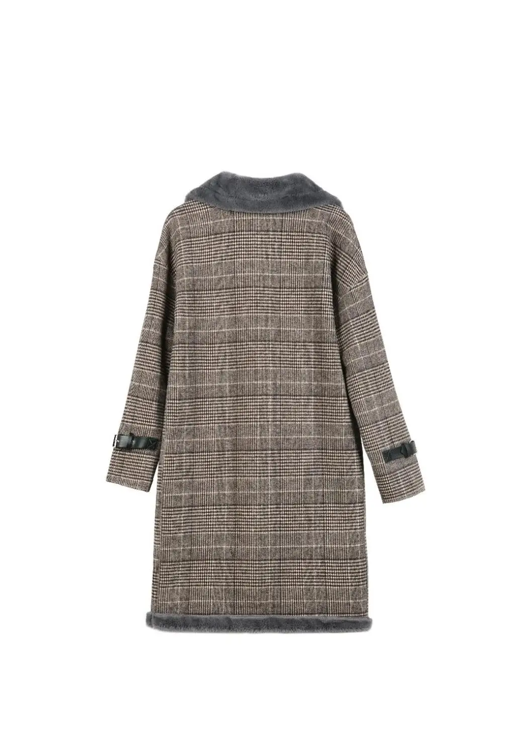 

Coat female new autumn and winter plus velvet thickening in the long section of imitation lamb woolen coat tide