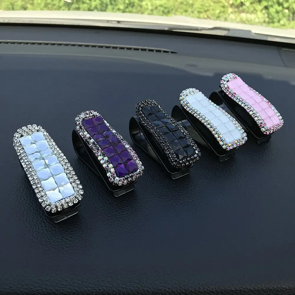 

Auto Fastener Clip Crystal Rhinestone Flower Car Sun Visor Glasses Sunglasses Folder Ticket Receipt Card Clip Storage Holder