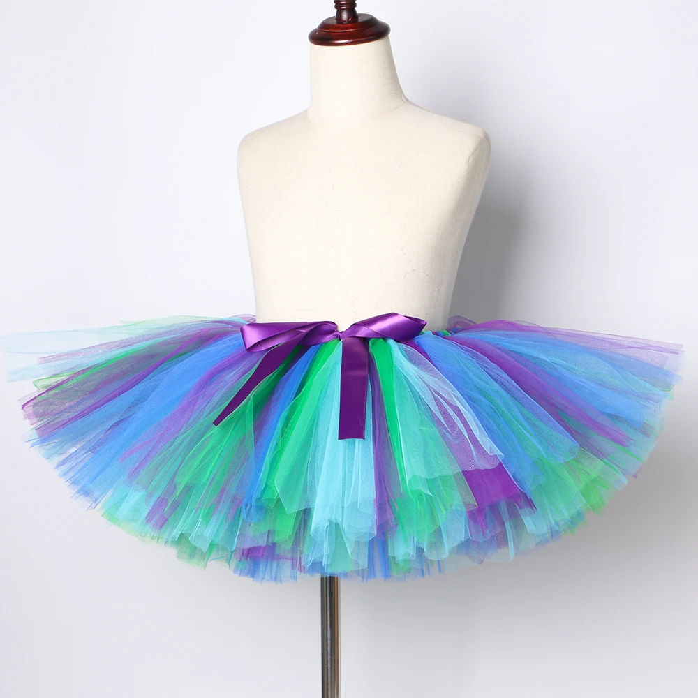 Русалки для девочек Павлин Юбка пачка Пышная юбка дня рождения вечерние детская