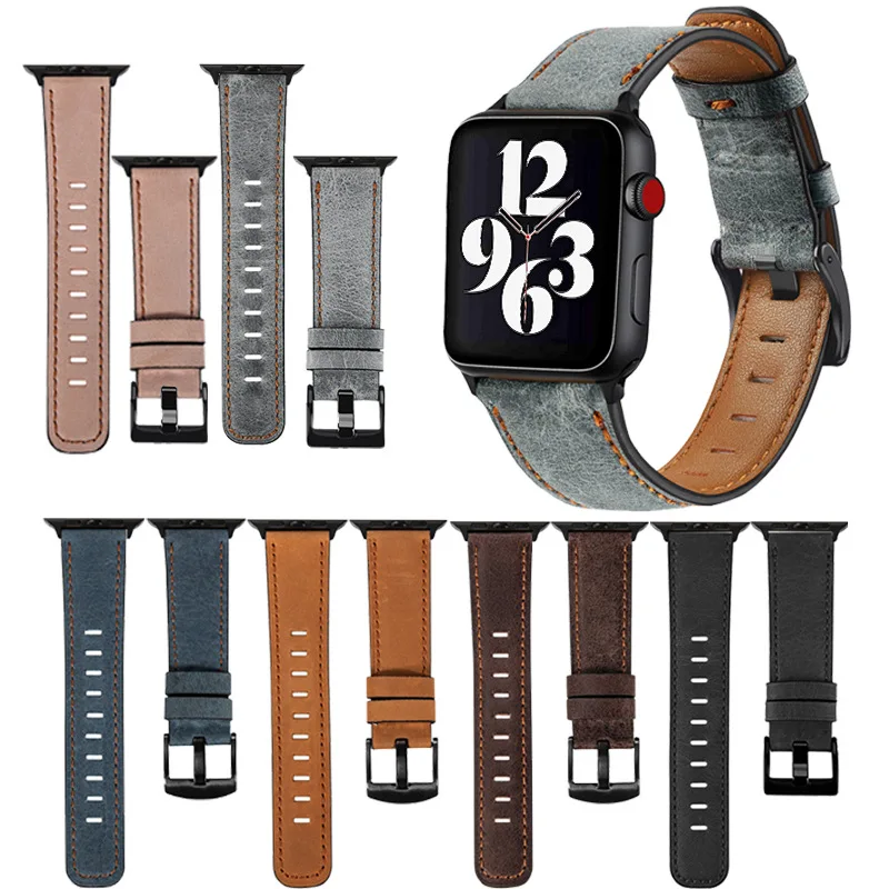 For Apple watch band 44mm 40mm 38mm 42mm High Quality Leather Watch watchband bracelet iwatch series 7 SE 6 5 4 3 45mm 41mm 49mm