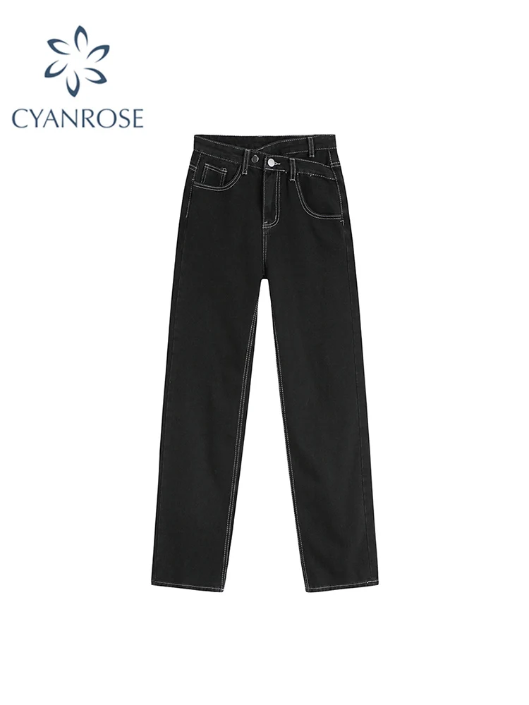 

Женские джинсовые брюки-багги, прямые брюки с высокой талией, модные корейские джинсы-бойфренды в стиле Харадзюку в стиле Ins, уличные джинсы ...