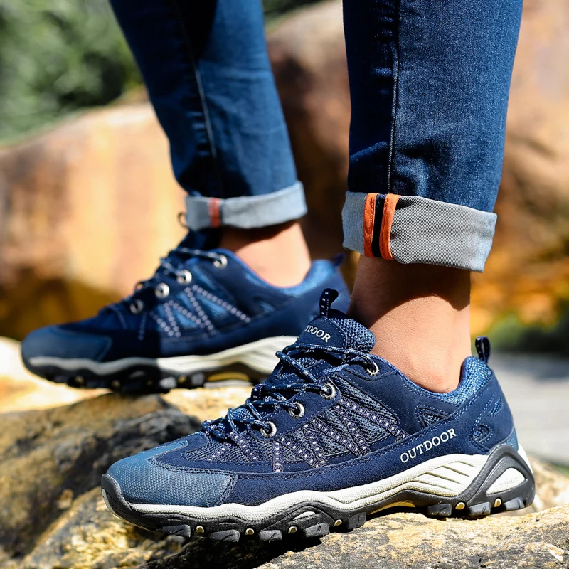 Mesh Breathable Men's Hiking Shoes Unisex Outdoor Sneakers Sports Walking Shoes Men Non-Slip Climbing Shoes zapatillas hombre