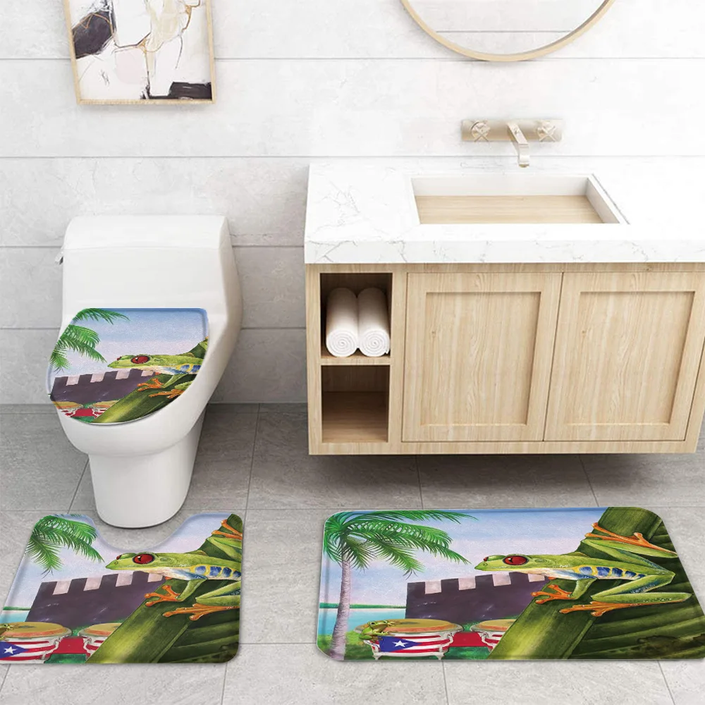 Тропическое растение флаг Пуэрто-Рико лягушка душ рандомные Противоскользящие