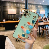 luxury cute bracelet heart shaped plating silicone phone case for iphone 13 12 11 pro xs max xr 8 7 plus ultra thin soft cover