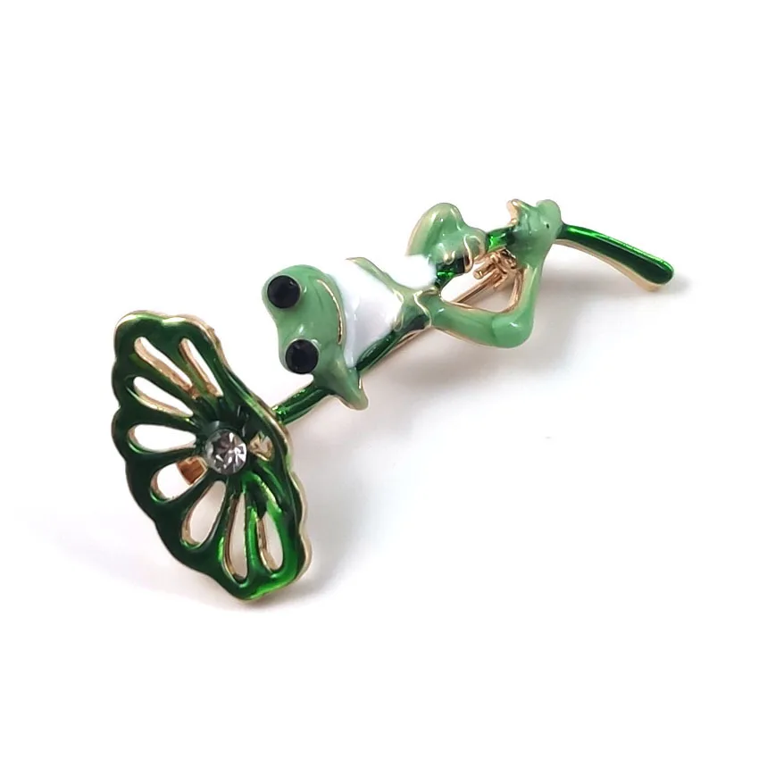 1 шт. лягушка с листьями лотоса женская брошь значок на булавке сплав насекомое