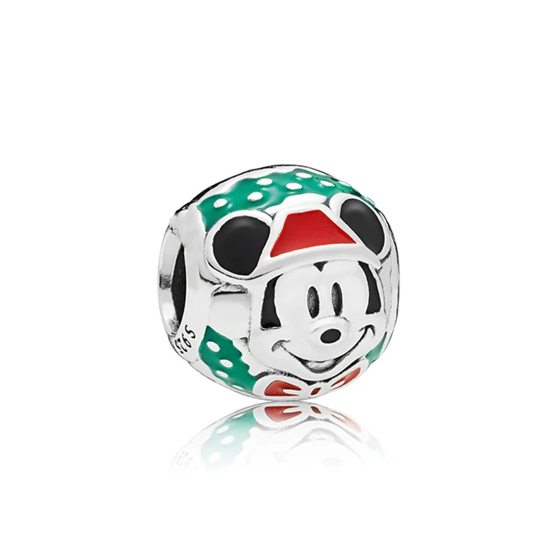 Santa Mickey 925 пробы Серебряный уютный рождественский дом Шарм Красная эмаль Подходит Pandora браслет DIY женские ювелирные изделия - Цвет: Santa Mickey