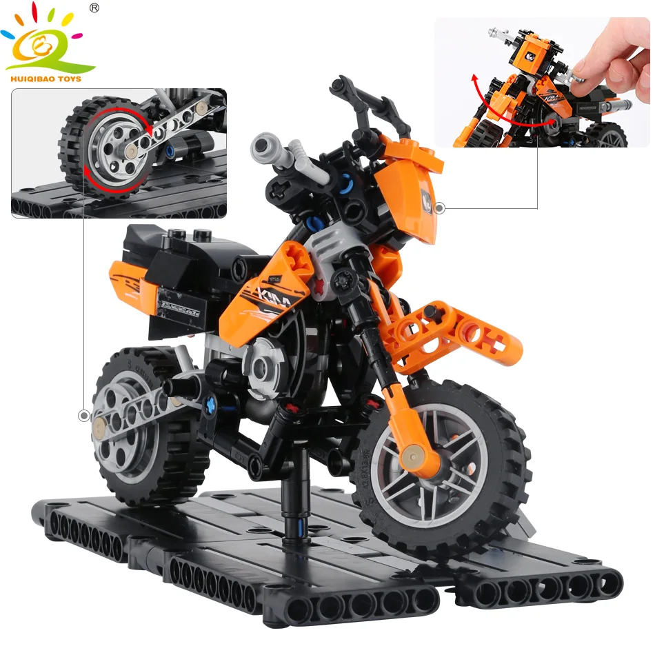 HUIQIBAO игрушки 209 шт KTM внедорожные строительные блоки для мотоциклов детей техника