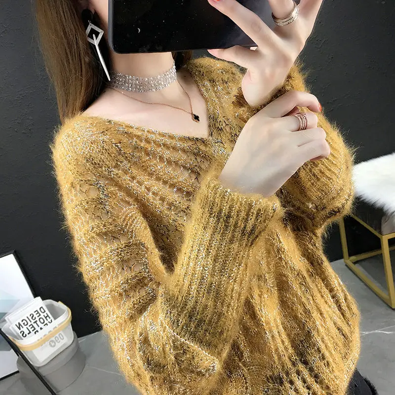 sweater women Женский свитер, Осень-зима, кашемировый вязаный, v-образный вырез, сексуальный, с вырезом, женский свитер и пуловер, женский джемпер, Pull Femme - Цвет: sweater women