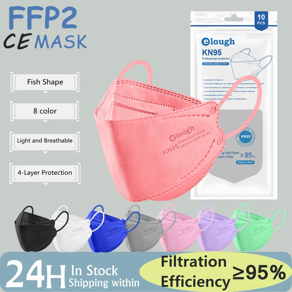 Elough рыбы FPP2mask KN95 Mascherina ffpp2 Homologada 4 слойные Бесплатная доставка корейский уход за