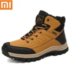 Мужские зимние ботинки Xiaomi, теплые плюшевые мужские ботинки, водонепроницаемые кожаные ботильоны, уличные Нескользящие мужские походные ботинки, кроссовки
