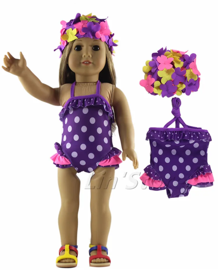 2 шт./комплект кукольная одежда купальный костюм + Кепка для американской куклы 18