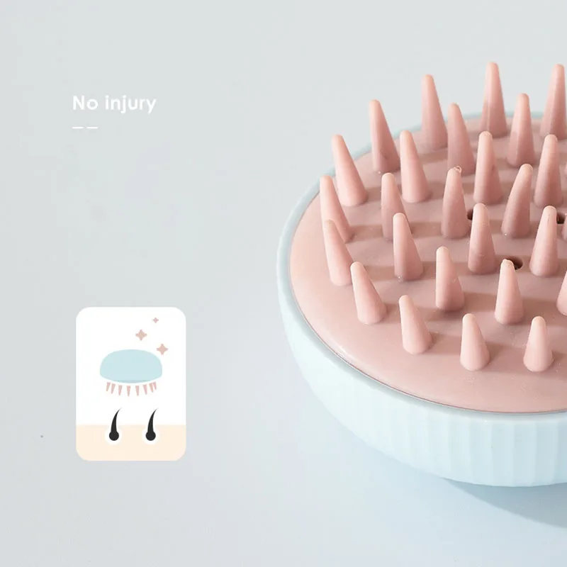 

Massage Brush Three Holes Soft Silicone Shampoo Brush Wet and Dry Non-Slip Massage Brush High Quality
