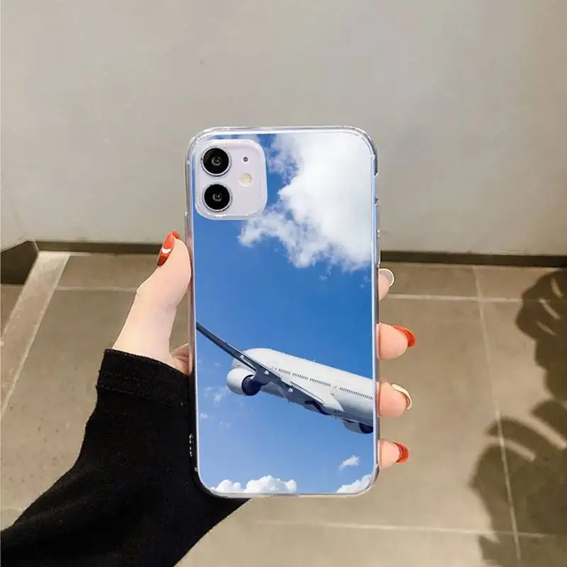 

Travel Aircraft airplane clouds Phone Case Transparent for iPhone 6 7 8 11 12 s mini pro X XS XR MAX Plus