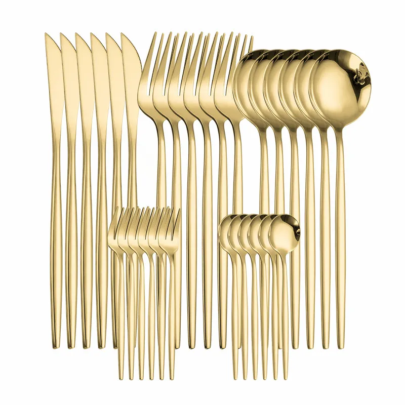 

Набор столовых приборов из нержавеющей стали золотого цвета, ложка, вилка, нож, посуда, 30 шт., роскошная кухонная посуда, экологичные столовы...