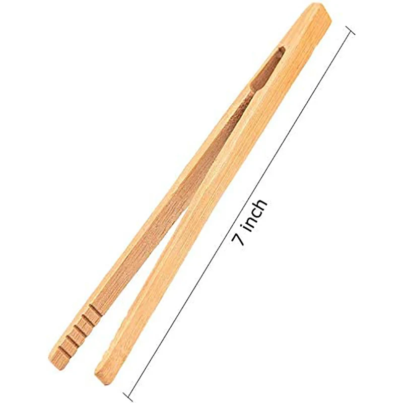 

10 Pieces Bamboo Toast Tongs, Bamboo Tongs 7 Inches Toaster Tongs Made of Natural Bamboo perfect for Toast Bread Pickles