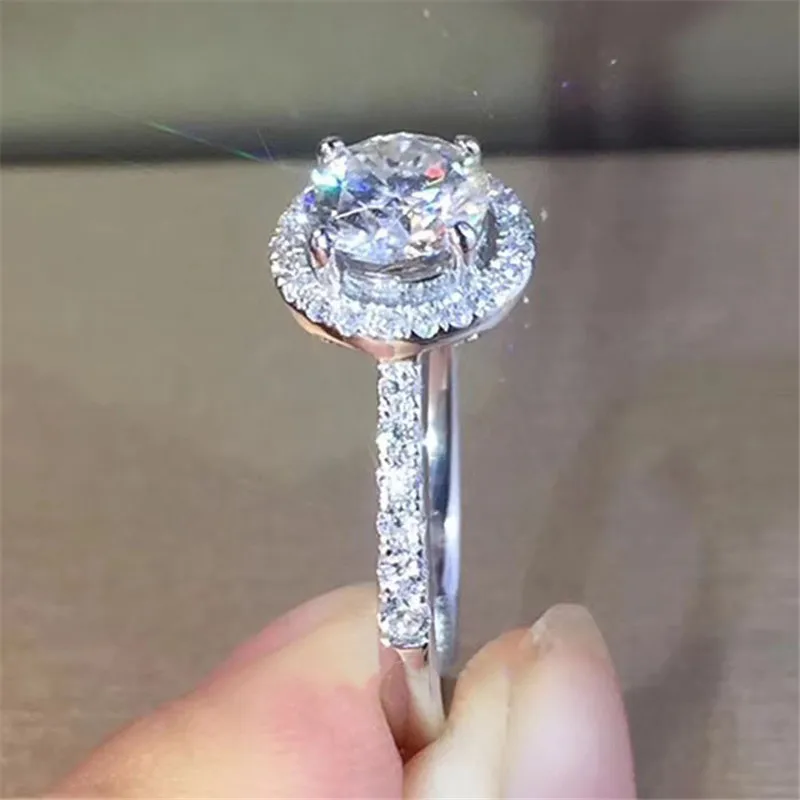 Белое золото Цвет круглые кольца для женщин AAA стразы ювелирные изделия в