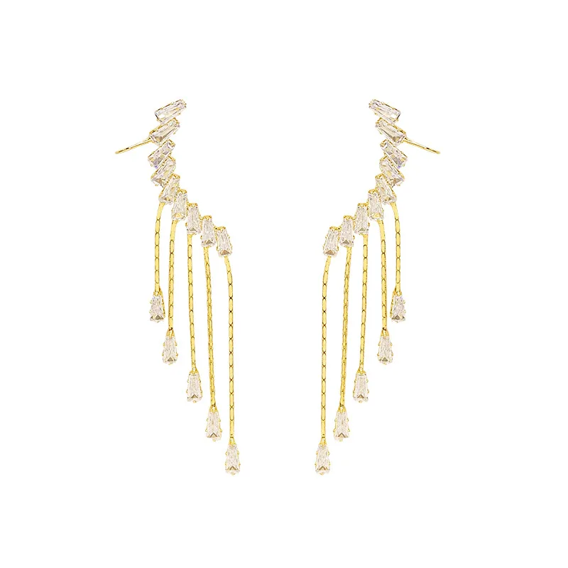 Для акупунктуры ухо клип интегрированный серьги изысканный Циркон кисточкой