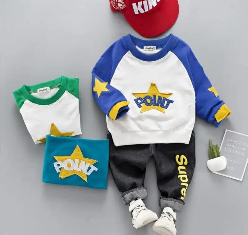 Boys and girlsɼlothes New pattern Autumn Korean Version Children's Sanitary Clothes Suit Two-piece toilet suit Pure cotton | Детская